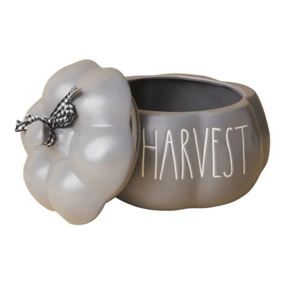 Rae Dunn 8.5in Ceramic Harvest Pumpkin Canister / Lid with silicone seal